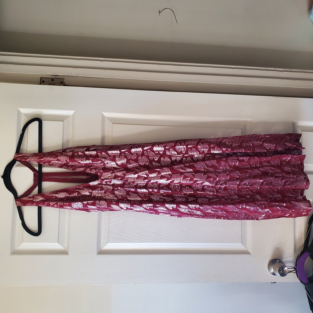 Topshop Burgundy and Silver Halter Dress
